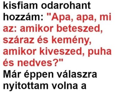VICC: A feleségnek kétségei támadtak, hogy a férje mit fog válaszolni a kisfiuk találós kérdésére
