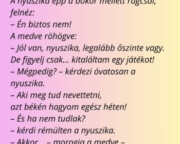 A medve nagy hanggal sétál az erdőben, és kiabál: