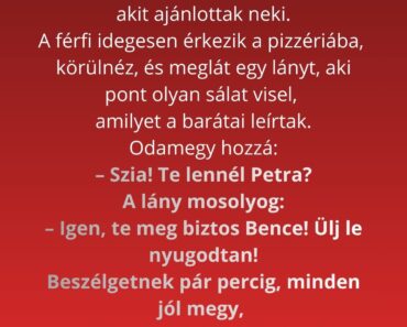 Egy férfi vakrandira megy, mert a barátai szerint „nagyon összeillik” a lánnyal, akit ajánlottak neki. Egy férfi vakrandira megy, mert a barátai szerint „nagyon összeillik” a lánnyal, akit ajánlottak neki.