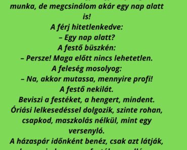 Egy házaspár felújíttatja a nappalit, és kihívnak egy szobafestőt. Egy házaspár felújíttatja a nappalit, és kihívnak egy szobafestőt.
