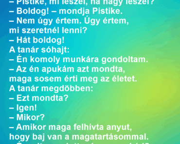 A tanár megkérdezi Pistit: