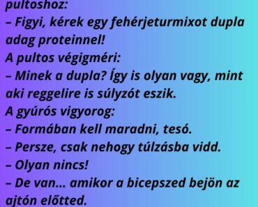 A teremben egy izmos arc odamegy a pultoshoz: