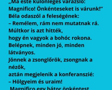Egy este Béla és a felesége elmennek a városi cirkuszba. Egy este Béla és a felesége elmennek a városi cirkuszba.