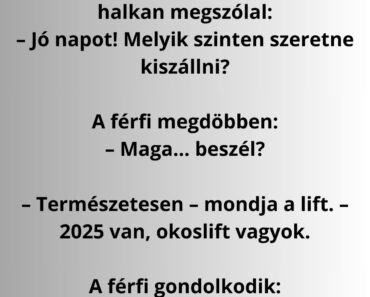 Egy férfi beszáll egy szálloda liftjébe. Ahogy becsukódik az ajtó, a lift halkan megszólal: