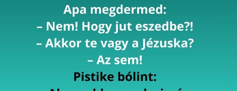 Karácsony este Pistike nézi, ahogy apa becsempészi az ajándékokat a fa alá.