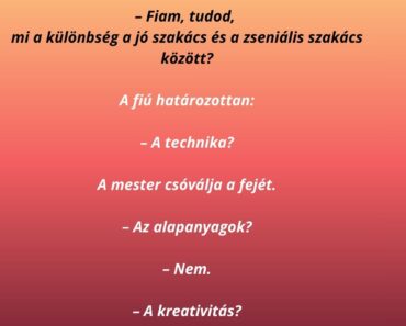 Egy fiatal férfi felvételt nyer egy elit szakácsiskolába. Az első napon a mester odalép hozzá: