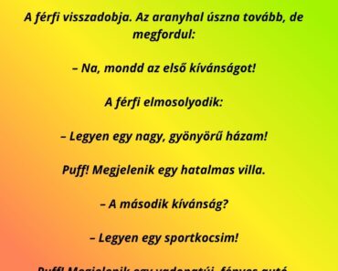 Egy férfi kifog egy aranyhalat.