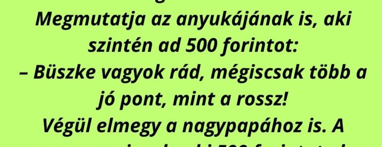 A kisfiú kap az iskolában két aranycsillagot és egy feketét.