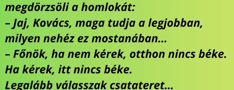A beosztott félénken bekopog a főnök irodájába