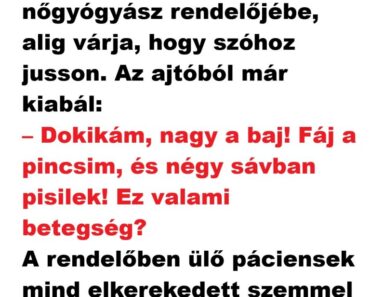 Vicc: Egy nagyszájú, harsány lány berobban a nőgyógyász rendelőjébe