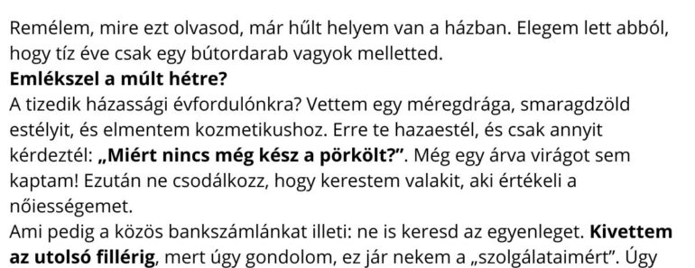 A feleség búcsúlevele: