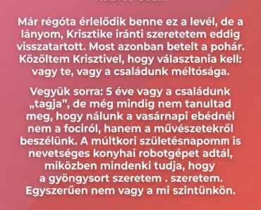 Az anyós levele: „A családi béke ára”