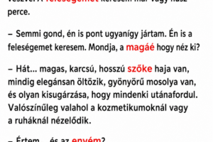 Két férfi véletlenül egymásnak tolja a bevásárlókocsiját egy zsúfolt szupermarketben.