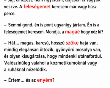 Két férfi véletlenül egymásnak tolja a bevásárlókocsiját egy zsúfolt szupermarketben.