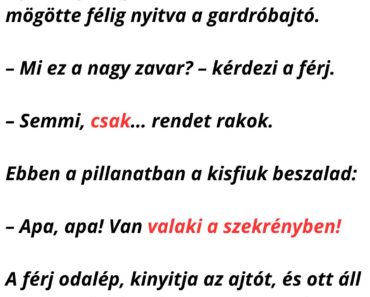 A férj váratlanul korábban ér haza.