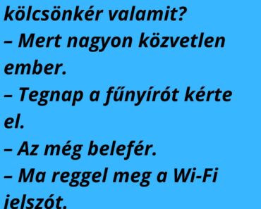 – Apa, miért van az, hogy a szomszéd mindig kölcsönkér valamit?