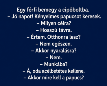 Egy férfi bemegy a cipőboltba. Egy férfi bemegy a cipőboltba.
