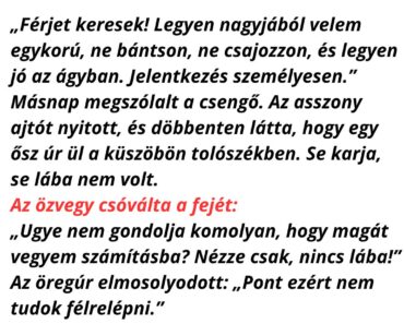 Vicces történet: 70 éves özvegy hirdetést ad fel az újságban