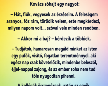 Esküvője után néhány héttel kérdezik Kovácsot a kollégái az irodában: