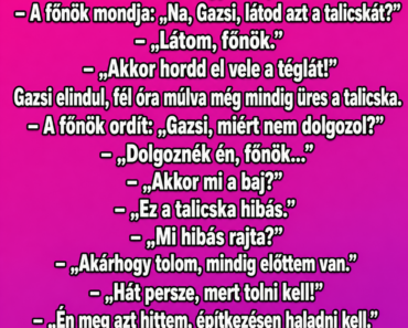 Gazsi első nap megy az építkezésre.