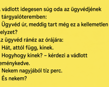 A vádlott idegesen súg oda az ügyvédjének a tárgyalóteremben: