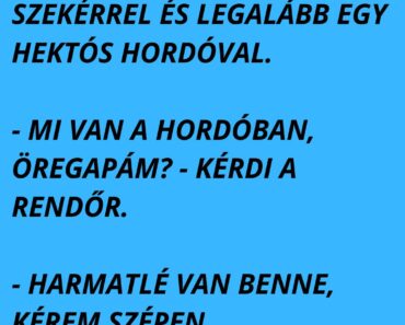 A rendőr megállítja az öreg székelyt a nagy szekérrel és legalább egy hektós hordóval.