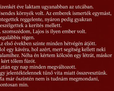 Amikor a szomszédom három év után először kopogott be hozzám, azt hittem, csak egy szerszámot akar kölcsönkérni. Nem sejtettem, hogy egyetlen mondatával mindent megváltoztat.