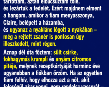 A fiam hazahozta a menyasszonyát vacsorára, amikor levette a kabátját, felismertem a nyakláncot, amit 25 éve eltemettem A fiam hazahozta a menyasszonyát vacsorára, amikor levette a kabátját, felismertem a nyakláncot, amit 25 éve eltemettem