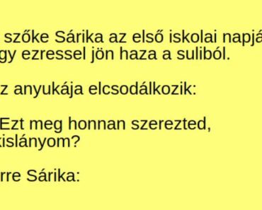 VICC: A szőke Sárika az első iskolai napján egy ezressel jön haza a suliból