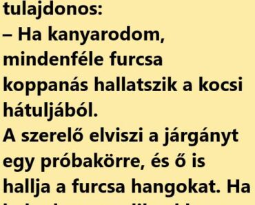 VICC: Az autószerelőnek panaszkodik egy autó tulajdonos VICC: Az autószerelőnek panaszkodik egy autó tulajdonos