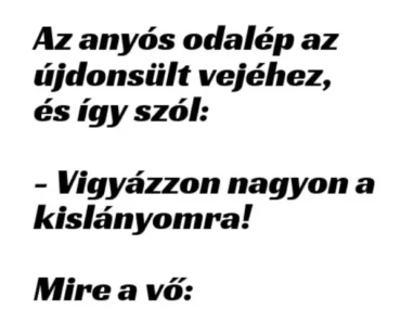VICC: Az anyós odalép az újdonsült vejéhez, és így szól: