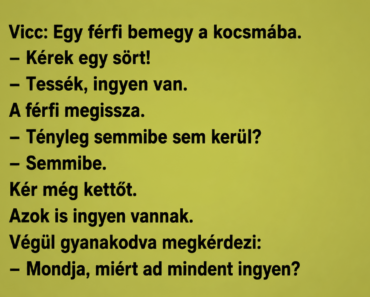 Egy férfi bemegy a kocsmába.