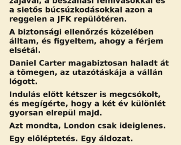 A biztonsági ellenőrzés közelében álltam, és figyeltem, ahogy a férjem elsétál.