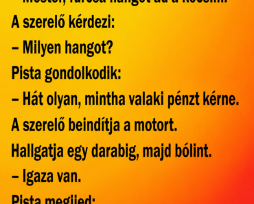 Pista bemegy az autószervizbe.