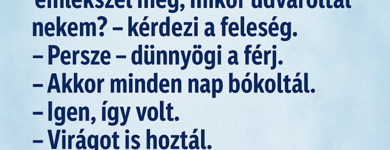 Vicc: Férj és feleség este vacsoráznak.