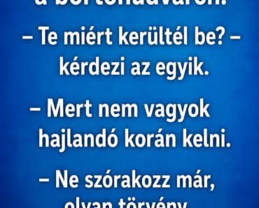Két rab beszélget a börtönudvaron: