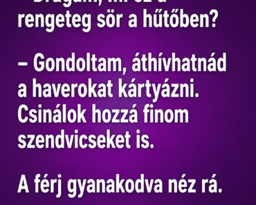 A férj este belép a lakásba.