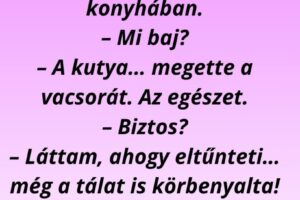 Megy haza a férj ünnepelni, a felesége zokog a konyhában.