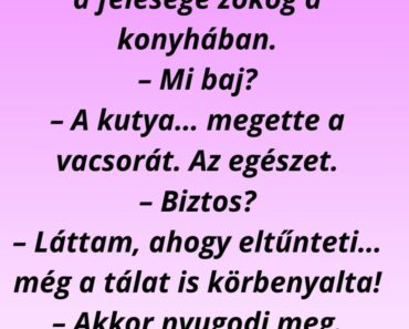 Megy haza a férj ünnepelni, a felesége zokog a konyhában.