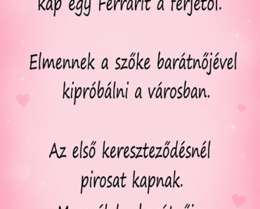 A szőke nő a születésnapjára kap egy Ferrarit a férjétől.