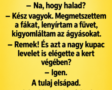 A kertész már fél napja dolgozik egy gazdag ember kertjében.