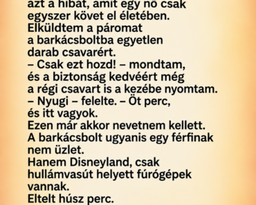 A párom azt mondta, csak öt percre ugrik be a barkácsboltba – másfél óra múlva felhívott, és megkérdezte, mekkora a nappalink