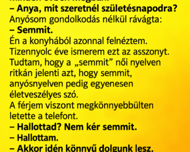 😂 Anyósom azt mondta, idén nem kér semmit a születésnapjára – a férjem elkövette azt a hibát, hogy hitt neki