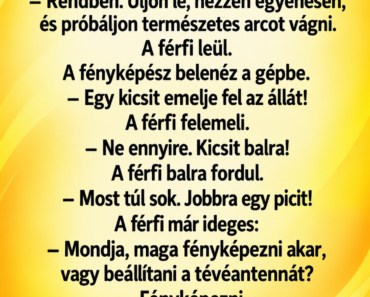 Egy férfi bemegy a fényképészhez.