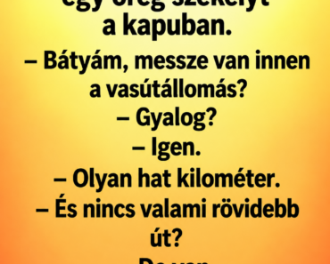 Egy turista eltéved a hegyekben, és meglát egy öreg székelyt a kapuban.
