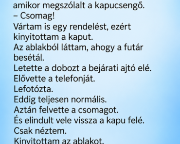 A futár letette a csomagomat, lefotózta, majd visszavette és elsétált vele – utánamentem, mert ezt már nem értettem